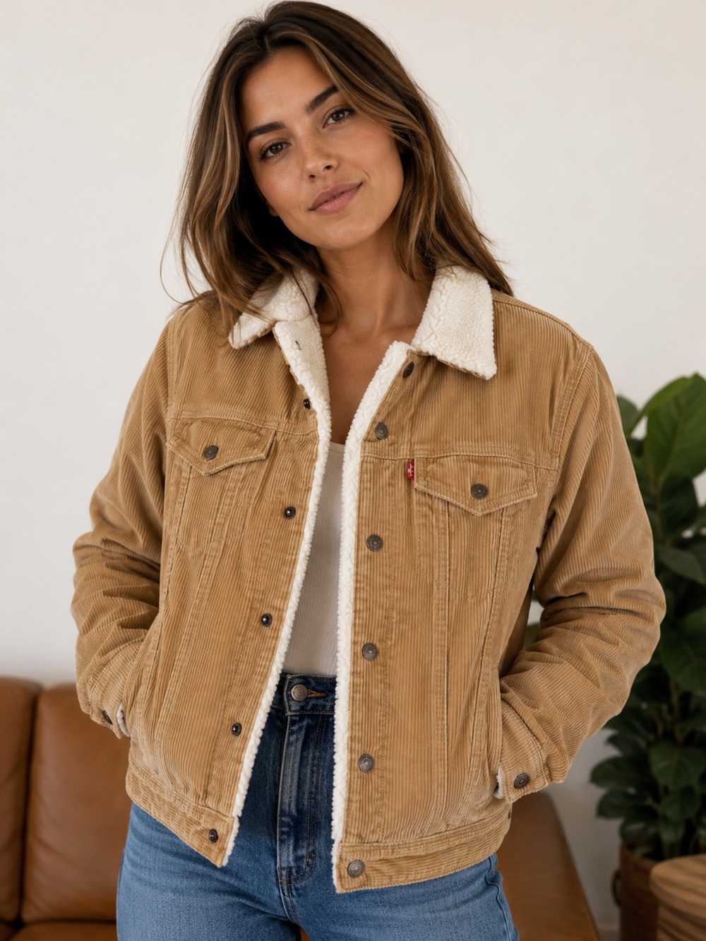 Levi's Tan Corduroy Sherpa Jacket